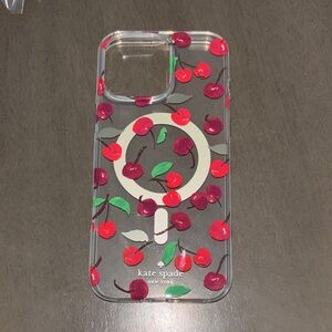 Kate Spade Cherry Pattern Phone Case - Clear and Red for iPhone 16 pro max